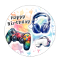 Preview: Gamer Tortenaufleger & Muffin-Topper Geburtstag