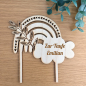 Preview: TOPPER MIT GRAVUR REGENBOGEN Taufe