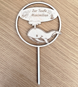 Individuell Kuchen Topper Taufe Wal