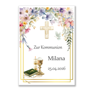 Tortenbild Tortenaufleger ECKIG Kommunion|Konfirmation