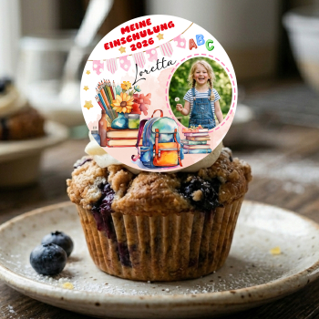 Preview: Einschulungstorte Deko Name, Muffinaufleger 4cm bis 8cm