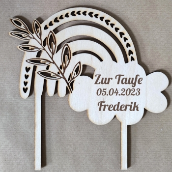 TOPPER MIT GRAVUR REGENBOGEN Taufe
