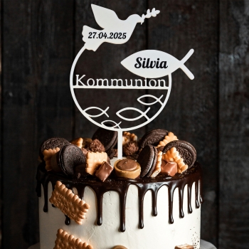 Tortentopper Kommunion Konfirmation Firmung in weiss