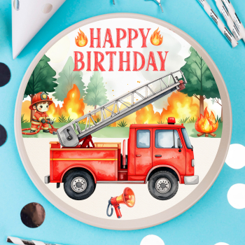 Tortenaufleger Feuerwehr & Löscheinsatz 20 cm