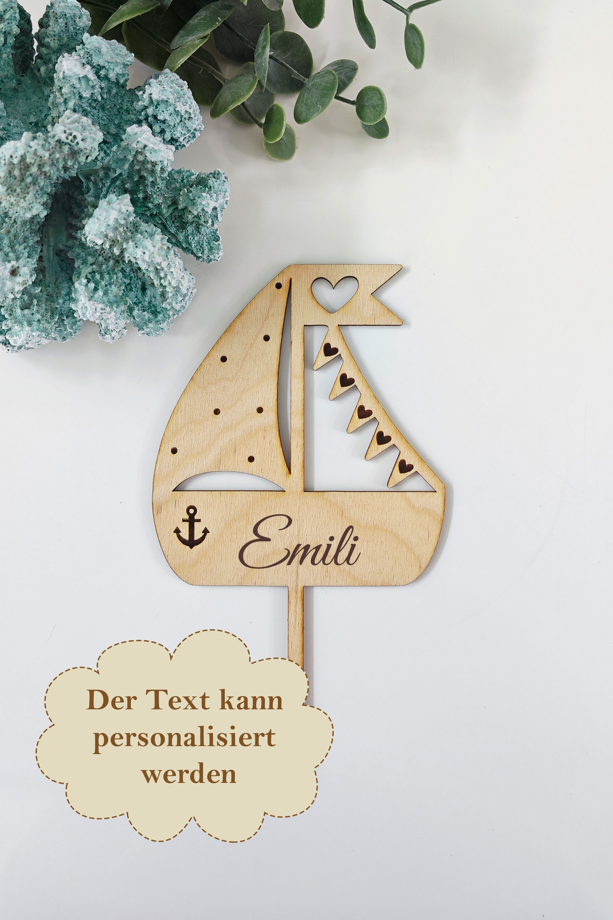 TOPPER AUS HOLZ BOOT WIMPELKETTE