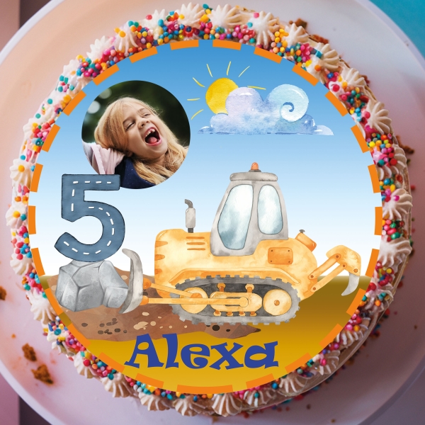 Muffinaufleger Tortenbild Baustelle personalisiert mit Foto