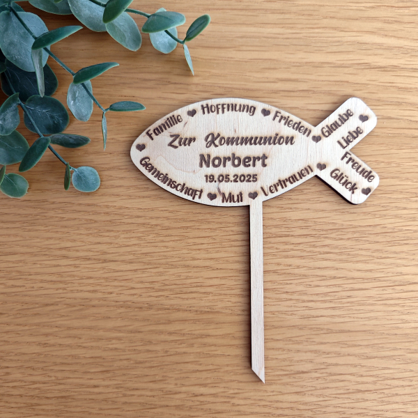 Cake Topper Christenfisch PERSONALISIERT