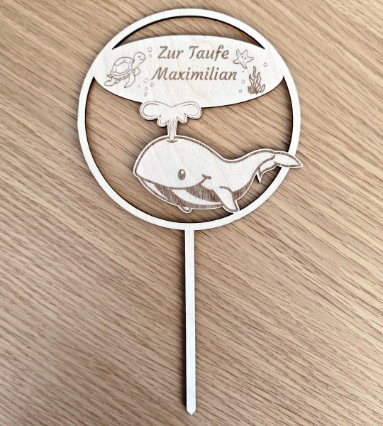 Individuell Kuchen Topper Taufe Wal
