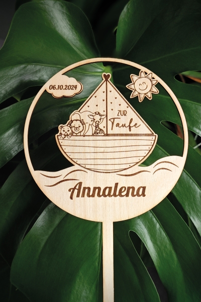 Holzaufatz Arche Noah Rund personalisiert