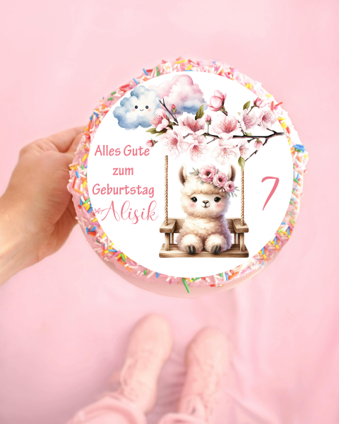 Verzaubere deine Torte mit unserem süßen Lama-Tortenaufleger! Perfekt für jeden kleinen Lama-Fan