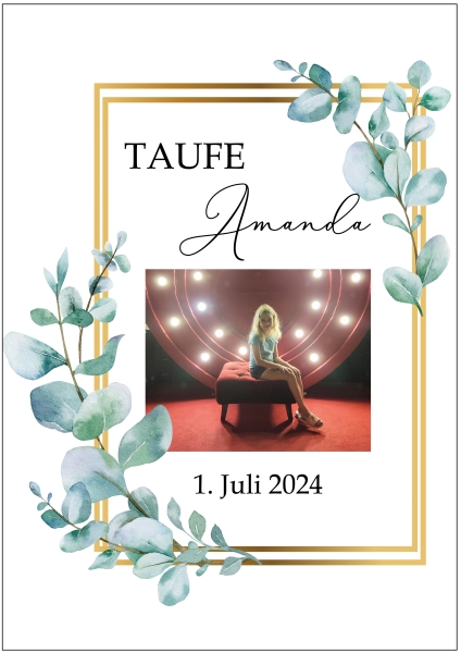 Tortenbild Tortenaufleger Taufe mit Foto Goldrahmen
