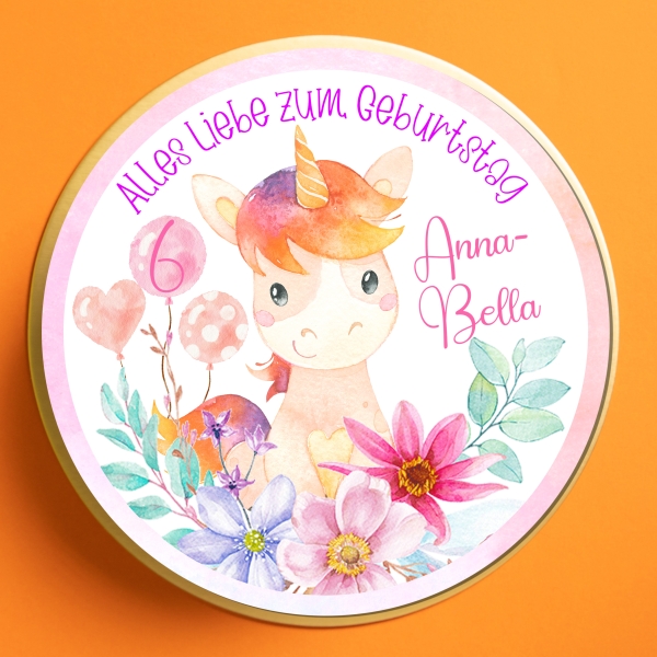 Tortenbild Tortenaufleger Muffinaufleger Einhorn Blumen