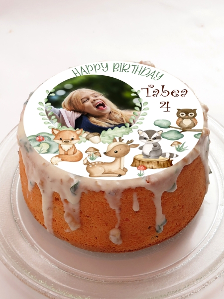 Geburtstagsaufleger & Muffinaufleger WALDTIERE mit Foto & Text personalisiert