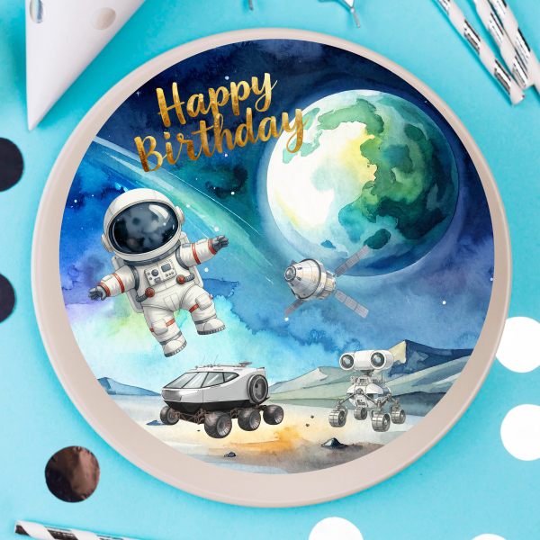 Tortenaufleger Weltraum mit Astronaut & Planeten | 20cm